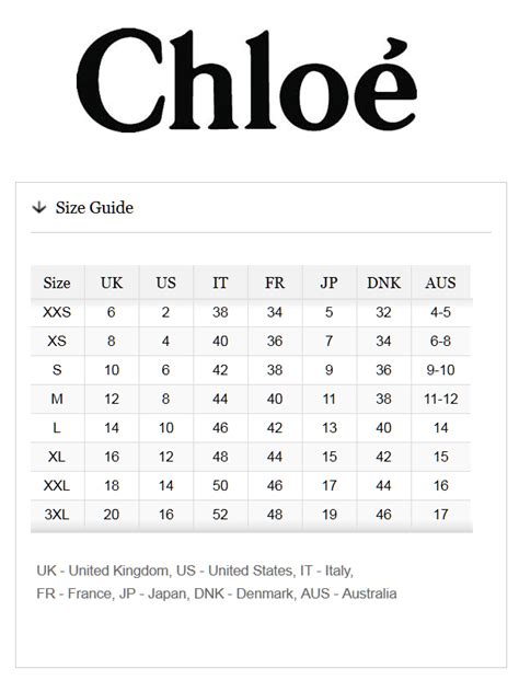 chloe marcie size guide|chloe eboutique table size.